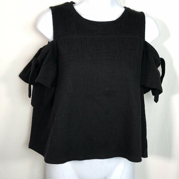 Madewell Skylar Cold-Shoulder Black Top Size Small - Picture 3 of 6